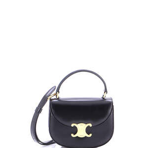Celine Mini Triomphe Besace Clea Top Handle Flap Bag Leather